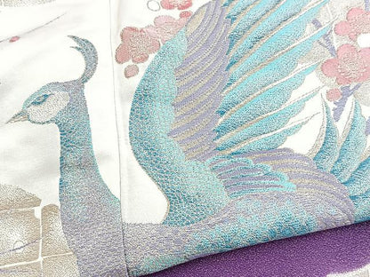 平和屋着物■色留訪問着　寿光織　孔雀松文　暈し染め　金糸　正絹　逸品　BAAY5466yc