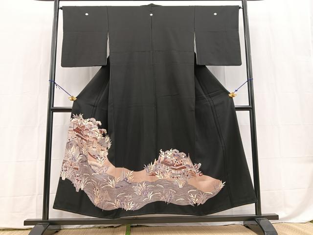 平和屋着物■豪華黒留袖　松竹梅御所解文　金彩　正絹　逸品　BAAY5468yc