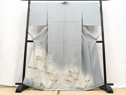 平和屋着物■豪華色留袖　流水風景文　暈し染め　正絹　逸品　BAAY5500yc