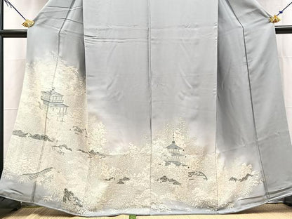 平和屋着物■豪華色留袖　流水風景文　暈し染め　正絹　逸品　BAAY5500yc