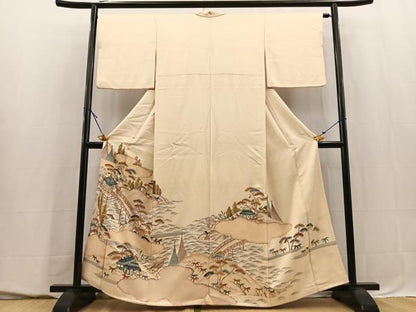 平和屋着物■豪華色留袖　駒刺繍　御所解風景文　正絹　逸品　BAAY5501yc