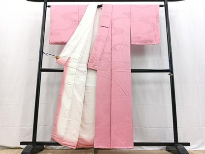 平和屋着物■上質な色無地　立波地紋　薄紅梅色　正絹　逸品　BAAY5504yc