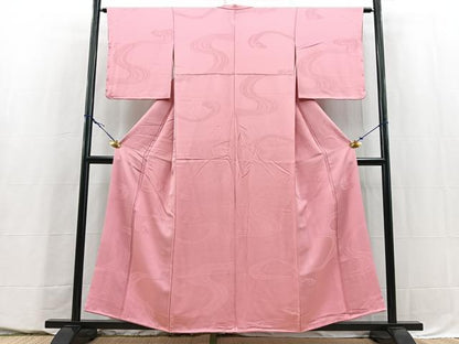 平和屋着物■上質な色無地　立波地紋　薄紅梅色　正絹　逸品　BAAY5504yc