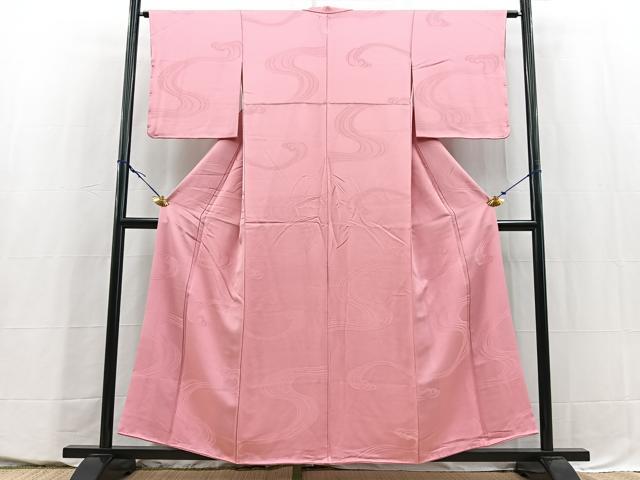 平和屋着物■上質な色無地　立波地紋　薄紅梅色　正絹　逸品　BAAY5504yc