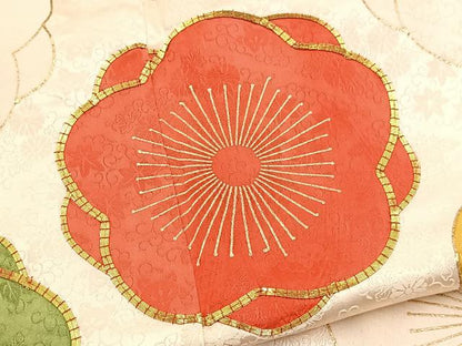 平和屋着物■豪華振袖　駒刺繍　舞梅文　金彩　正絹　逸品　BAAY5505yc