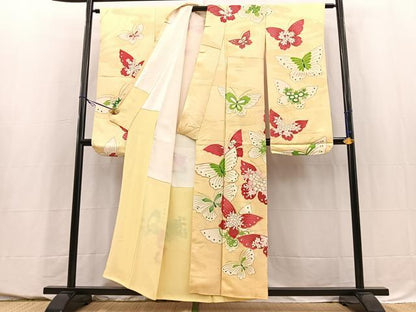 平和屋着物■豪華振袖　駒刺繍　花蝶文　金彩　正絹　逸品　BAAY5506yc