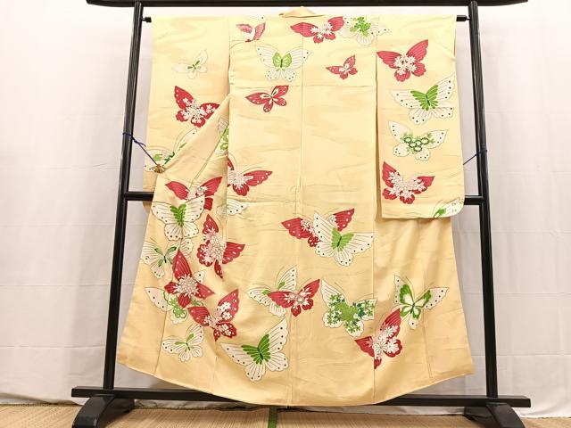 平和屋着物■豪華振袖　駒刺繍　花蝶文　金彩　正絹　逸品　BAAY5506yc