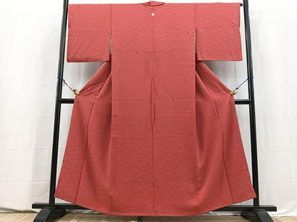 平和屋着物■上質な色無地　紗綾形地紋　今様色　正絹　逸品　BAAY5509yc