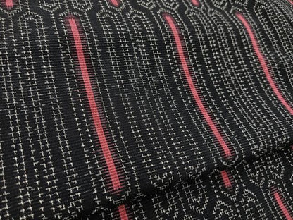平和屋着物■本塩沢　幾何学文様　黒地　正絹　逸品　BAAY5510yc