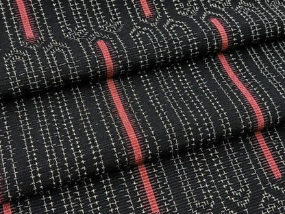 平和屋着物■本塩沢　幾何学文様　黒地　正絹　逸品　BAAY5510yc