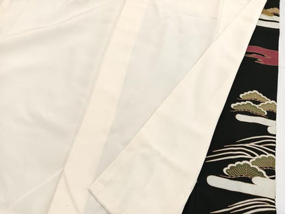 平和屋着物■豪華黒留袖　駒刺繍　立波草花文　金銀彩　正絹　逸品　BAAY5511yc