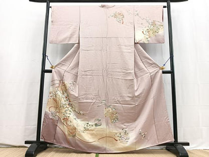 平和屋着物■訪問着　飛鶴破れ色紙花文　暈し染め　金彩　正絹　逸品　BAAY5514yc