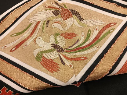 平和屋着物■豪華黒留袖　駒刺繍　鳳凰菱天井花文　金彩　正絹　逸品　BAAY5516yc