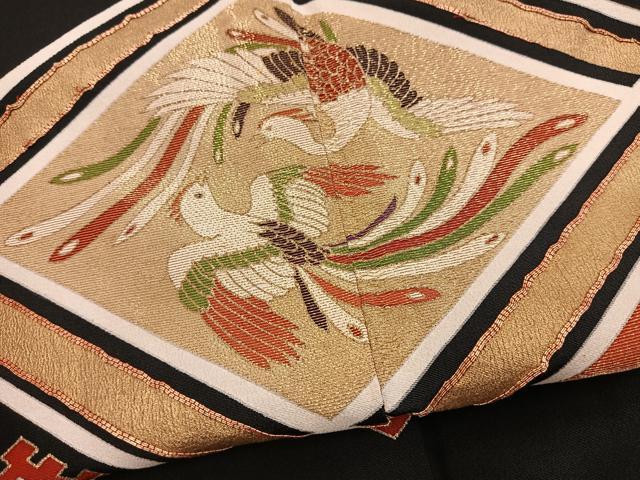 平和屋着物■豪華黒留袖　駒刺繍　鳳凰菱天井花文　金彩　正絹　逸品　BAAY5516yc
