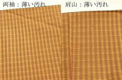 平和屋着物■本場縞大島紬　格子柄　正絹　逸品　BAAY5517yc