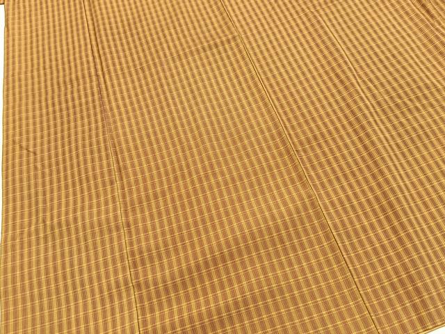 平和屋着物■本場縞大島紬　格子柄　正絹　逸品　BAAY5517yc