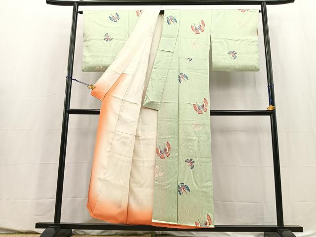 平和屋着物■上質な小紋　結び紐舞蝶文　正絹　逸品　BAAY5518yc