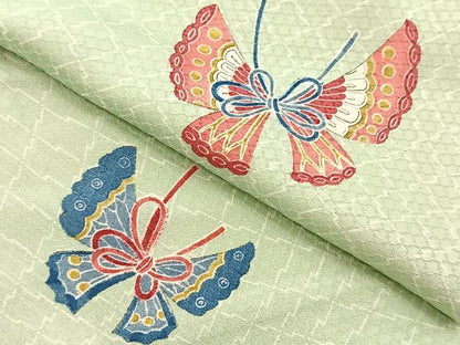 平和屋着物■上質な小紋　結び紐舞蝶文　正絹　逸品　BAAY5518yc
