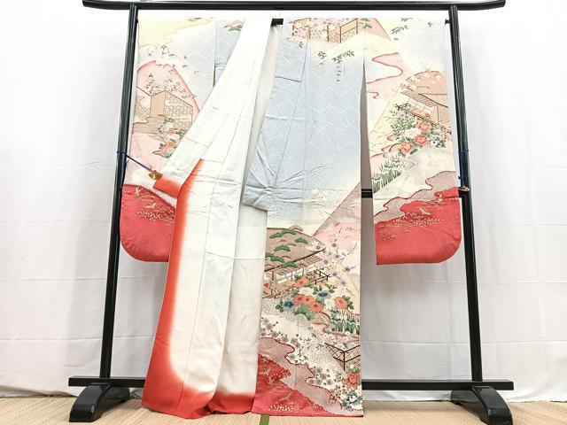 平和屋着物■豪華振袖　風景花文　暈し染め　金彩　正絹　逸品　BAAY5519yc