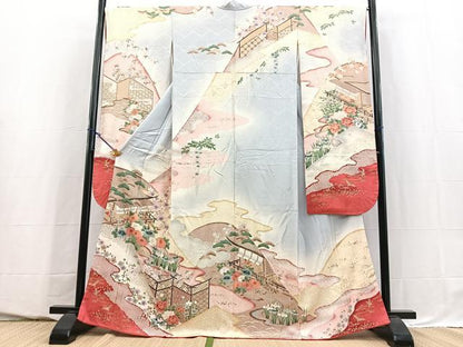 平和屋着物■豪華振袖　風景花文　暈し染め　金彩　正絹　逸品　BAAY5519yc