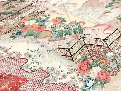 平和屋着物■豪華振袖　風景花文　暈し染め　金彩　正絹　逸品　BAAY5519yc