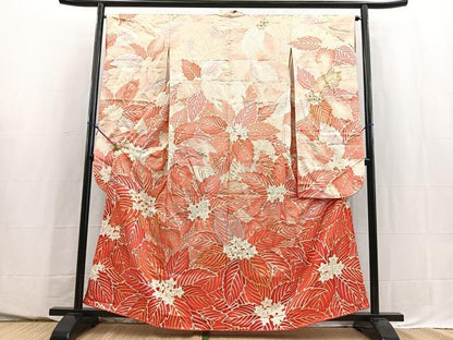 平和屋着物■豪華振袖　駒刺繍　草花文　金銀彩　正絹　逸品　BAAY5520yc