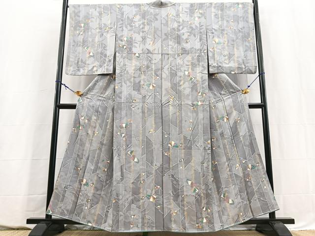 平和屋着物■上質な小紋　吉祥花文　金彩　正絹　逸品　BAAY5522yc