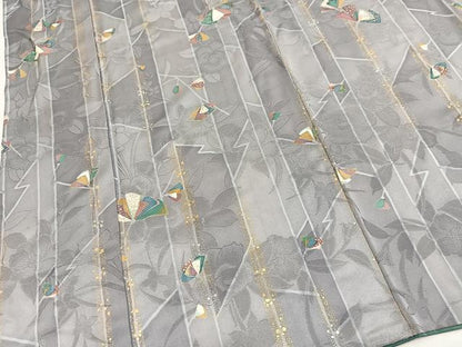 平和屋着物■上質な小紋　吉祥花文　金彩　正絹　逸品　BAAY5522yc