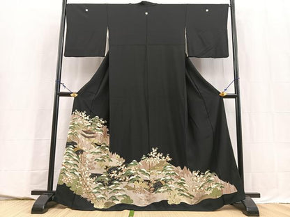 平和屋着物■豪華黒留袖　流水風景文　松坂屋扱い　正絹　逸品　BAAY5523yc