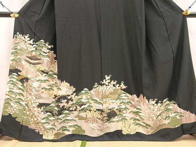 平和屋着物■豪華黒留袖　流水風景文　松坂屋扱い　正絹　逸品　BAAY5523yc