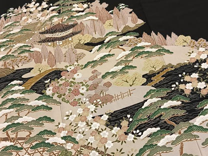 平和屋着物■豪華黒留袖　流水風景文　松坂屋扱い　正絹　逸品　BAAY5523yc
