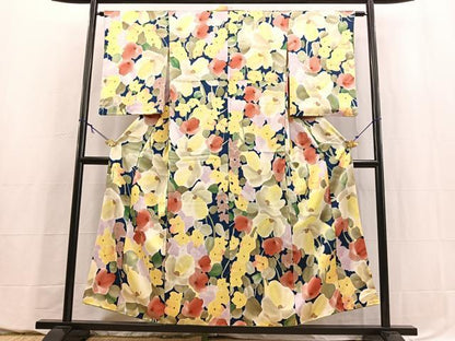平和屋着物■上質な小紋　手描き　花尽くし　正絹　逸品　BAAY5527yc