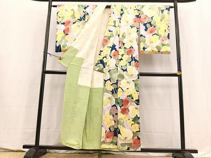 平和屋着物■上質な小紋　手描き　花尽くし　正絹　逸品　BAAY5527yc