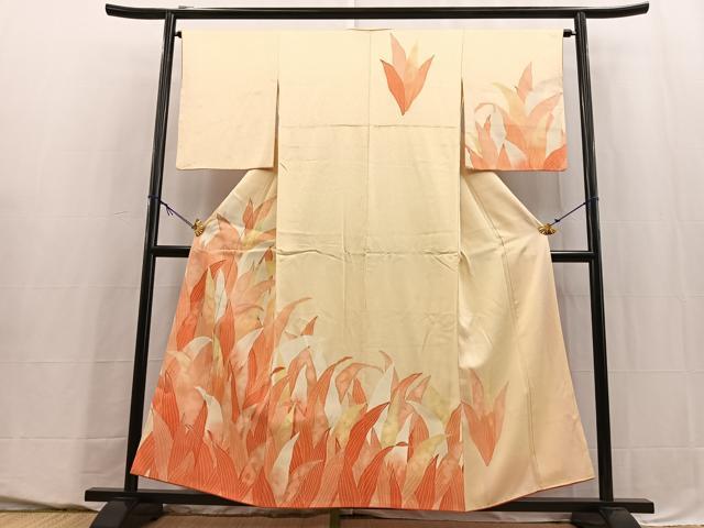 平和屋着物■訪問着　草葉文　正絹　逸品　BAAY5529yc