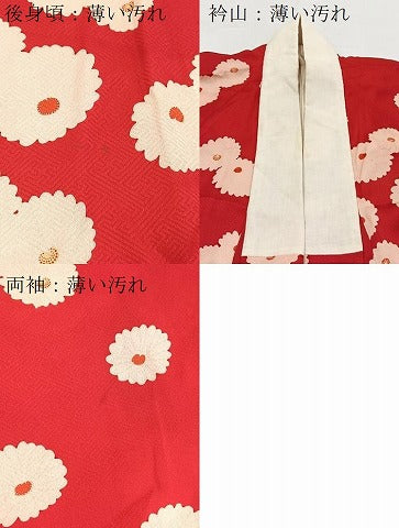 平和屋着物■長襦袢　袷　舞花文　銀彩　正絹　逸品　BAAY5531yc
