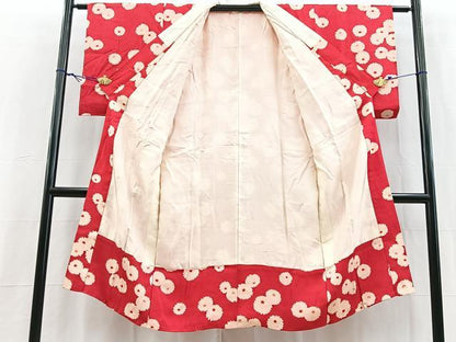 平和屋着物■長襦袢　袷　舞花文　銀彩　正絹　逸品　BAAY5531yc