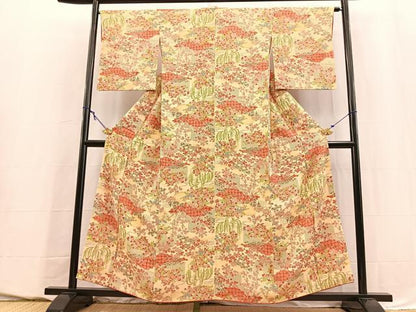 平和屋着物■上質な小紋　風景花文　正絹　逸品　BAAY5532yc