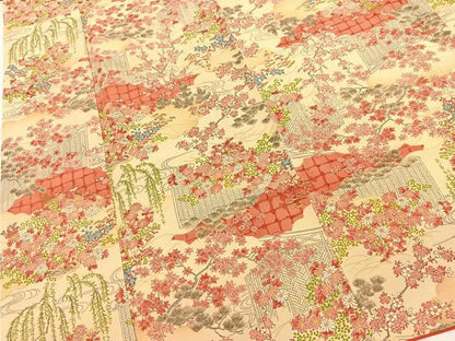 平和屋着物■上質な小紋　風景花文　正絹　逸品　BAAY5532yc