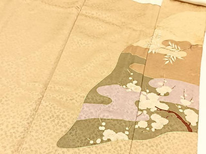 平和屋着物■豪華色留袖　駒刺繍　流水草花文　金彩　正絹　逸品　BAAY5538yc