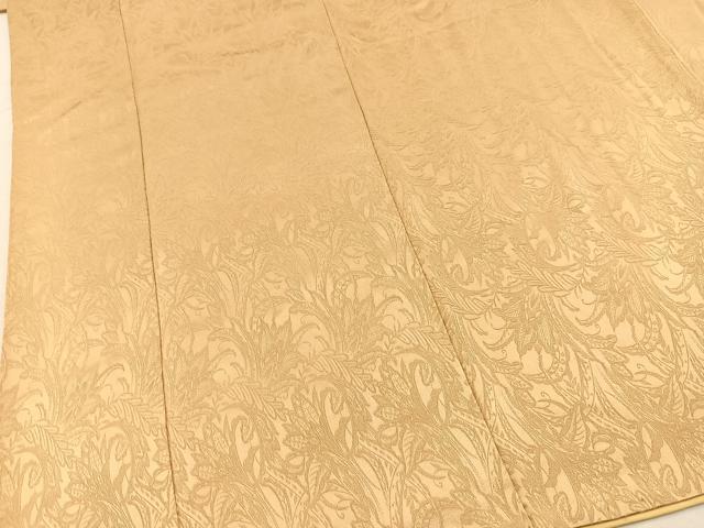 平和屋着物■上質な色無地　更紗地紋　香色　正絹　逸品　BAAY5539yc