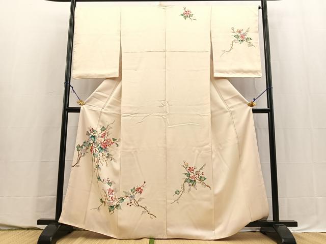 平和屋着物■訪問着　手描き　枝花文　正絹　逸品　BAAY5540yc