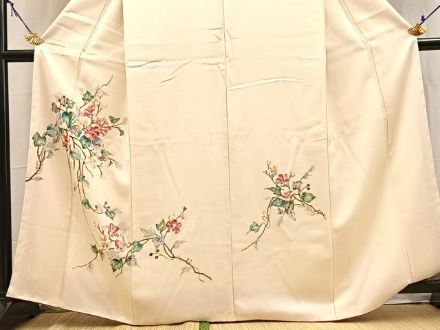 平和屋着物■訪問着　手描き　枝花文　正絹　逸品　BAAY5540yc