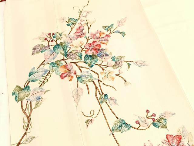 平和屋着物■訪問着　手描き　枝花文　正絹　逸品　BAAY5540yc