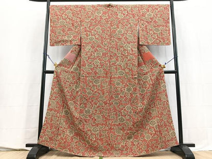 平和屋着物■上質な小紋　更紗花文　正絹　逸品　BAAY5542yc