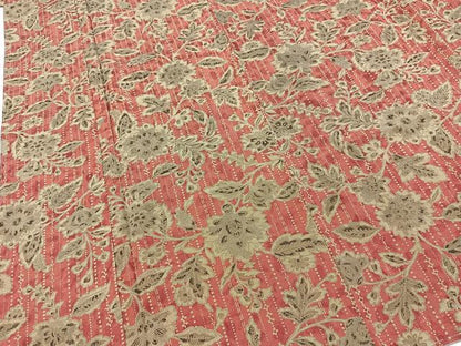 平和屋着物■上質な小紋　更紗花文　正絹　逸品　BAAY5542yc