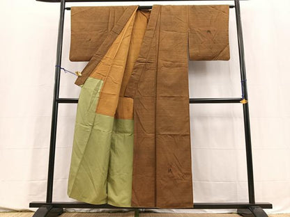 平和屋着物■訪問着　紬地　草花シルエット　正絹　逸品　BAAY5543yc