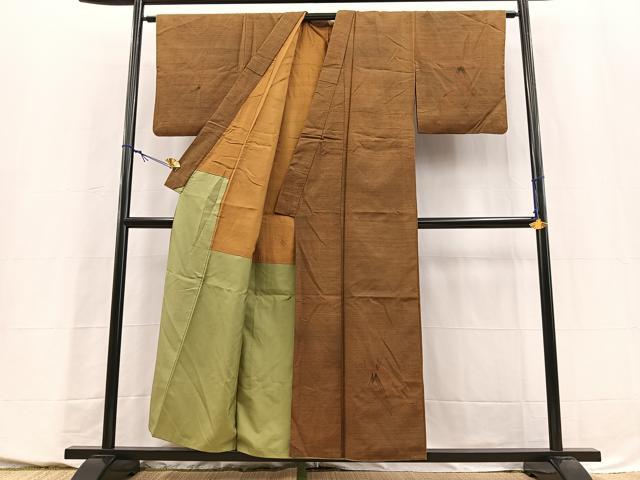平和屋着物■訪問着　紬地　草花シルエット　正絹　逸品　BAAY5543yc