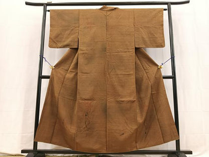 平和屋着物■訪問着　紬地　草花シルエット　正絹　逸品　BAAY5543yc