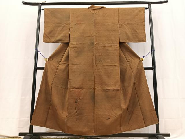 平和屋着物■訪問着　紬地　草花シルエット　正絹　逸品　BAAY5543yc
