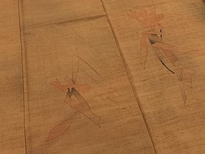 平和屋着物■訪問着　紬地　草花シルエット　正絹　逸品　BAAY5543yc